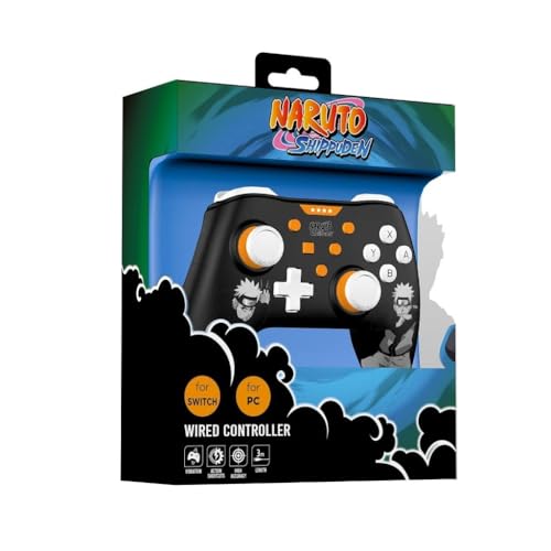 Konix Naruto Shippuden Manette filaire pour Nintendo Switch, Switch 2 et PC - Fonction vibration - Câble 3 m - Motif Naruto - Noir