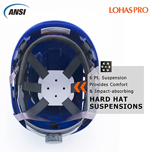 Hard Hats Construction Safety Helmet Ansi Z89.1 Approved Osha Hardhat, Lohaspro Vented Men Worker Blue Hard Hat With Chin Strap Tree Climbing Rescue Arborist Helmet (P5 Blue) #TOP5