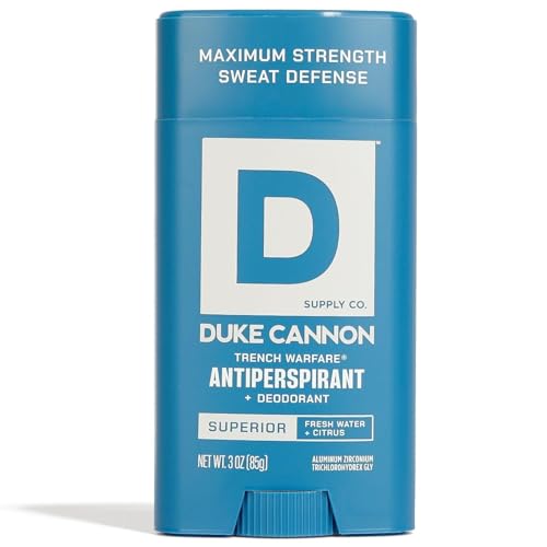 Duke Cannon Trench Warfare Antiperspirant Deodorant for Men Fresh Water & Citrus Scent Aluminum-Based 3 oz Long-Lasting Sweat Defense with Aloe & Vitamin E