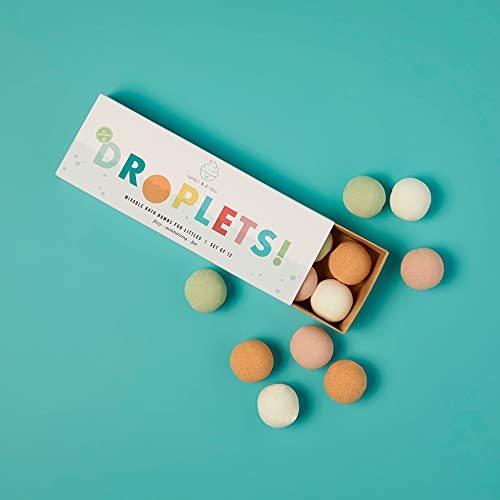 Dabble & Dollop Droplets - Natural Bath Bombs For Kids, 100% Usa-Made, Moisturizing & Fun, Paraben & Sulfate Free, Vegan, Gluten-Free, Tear-Free (Set Of 12) #TOP3