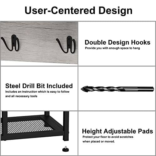 Espelism Coat Rack Shoe Bench Set Entryway Hall Tree With Bench Shoe Rack Wall Mounted Coat Rack 3 Storage Cubbies Display Shelf For Hallway Wooden And Metal Frame (Grey) #TOP4