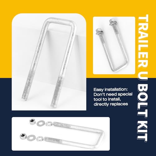 KATUNA Hot-dip Galvanized Zinc Square U Bolt Kit for Boat Trailer Axle Leaf Springs, for 2x2 Axle - 5 1/4" Long,2 inch Wide Square U-Bolts with Nuts and Frame Plate for Trailer Automobiles Trailer. by KATUNA - Used condition - Image 8