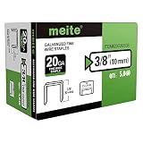 meite 20 Gauge 50 Series 1/2-Inch Crown by Leg Length 3/8-Inch Galvanized Fine Wire Staples(5000pcs/