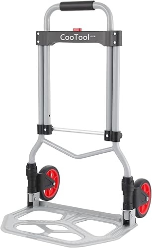 Cootool Folding Hand Truck And Dolly, 265 Lb Capacity Aluminum Portable Cart With Telescoping Handle And Pp+Eva Wheels #TOP1