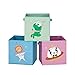 SONGMICS Scatole Portaoggetti per Bambini, Set di 3 Contenitori per Giochi Pieghevoli con Maniglie, Cameretta e Stanza dei Giochi, Tema Spaziale, 30 x 30 x 30 cm, Blu, Verde e Rosa RFB703Y03