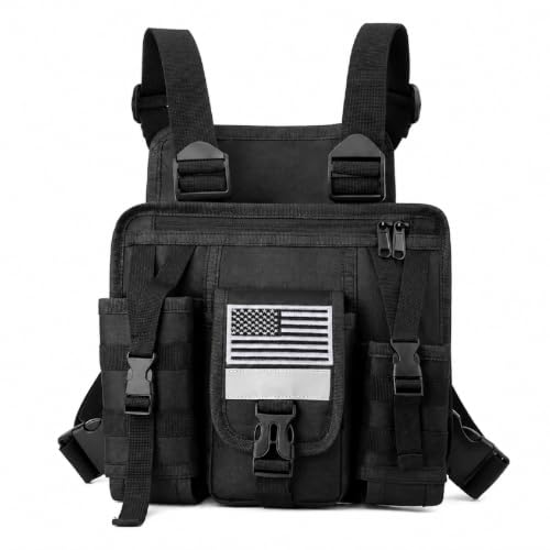 abcGoodefg Radio Chest Harness Rig Walkie Talkie Vest Holster Chest Pack with Radio Holder Pouch for Baofeng Kenwood Motorola Two Way Radio