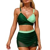 High Waist Push Up Bikini Set – Bauchweg Zweiteilige Bademode mit verstellbaren Trägern für Strand & Pool (DE/NL/SE/PL, Alphanumerisch, XXL, Regular, Regular, Grün)