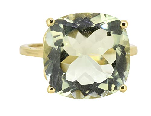 Yotreasure Green Amethyst Solid Sterling Silver Gold Plated Statement Ring Jewelry (10) #TOP4