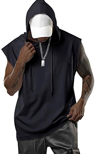 Men’s Workout Hooded Tank Tops Bodybuilding Muscle Cut Off T Shirt Sleeveless Gym Hoodies