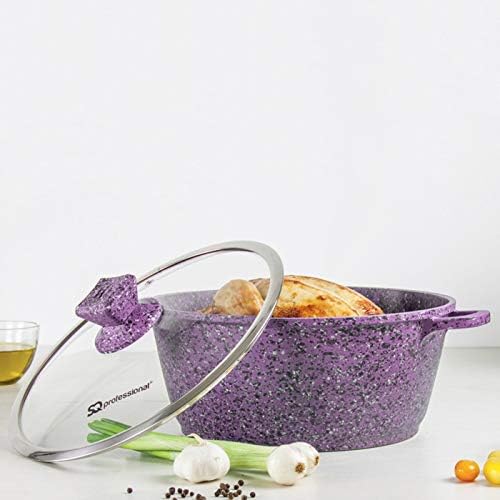 SQ Professional Granite Non-stick Stockpot Set 5 pcs whit Glass Lids - Purple