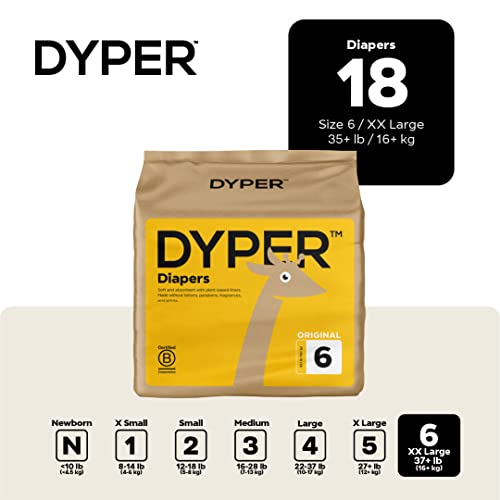 DYPER Baby Diapers Size 6 | Honest Ingredients | Cloth Alternative | Day & Overnight | Made with Plant-Based* Materials | Hypoallergenic - Thumbnail 2