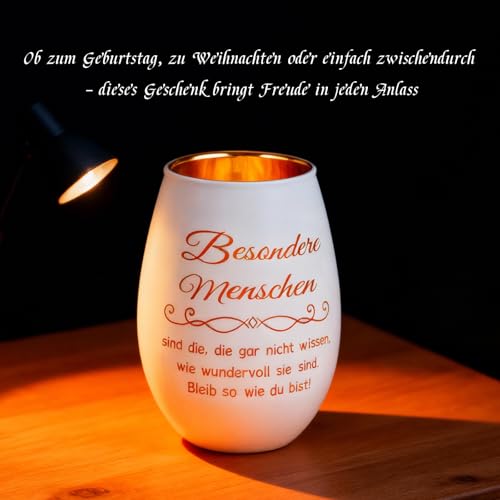 Belillpipi Geschenke für Frauen, Windlicht aus Glas, Teelichthalter mit Gravur Dankeschön Geschenke für Kollegen Studenten Weihnachten Geburtstag Windlicht Freundin