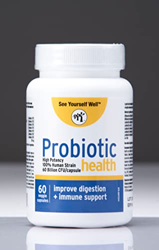 Probiotics 60 Billion Cfu - High Potency Dr Formulated For Women And Men. Lactobacillus Acidophilus. Bifidobacterium Animalis. Improve Digestion. Immune Support. Shelf Stable. No Refrigeration. 60 Cap #TOP4