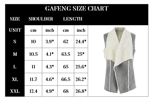 Gafeng Women's Sherpa Fleece Vest Winter Warm Open Front Cardigan Sleeveless Faux Shearling Jacket Outerwear Gray #TOP6