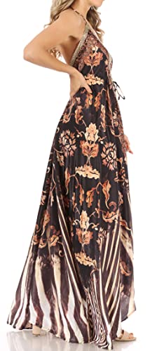 Image of Sakkas Lizi Womens Maxi High-Low Halter Handkerchief Long Dress Beach Party