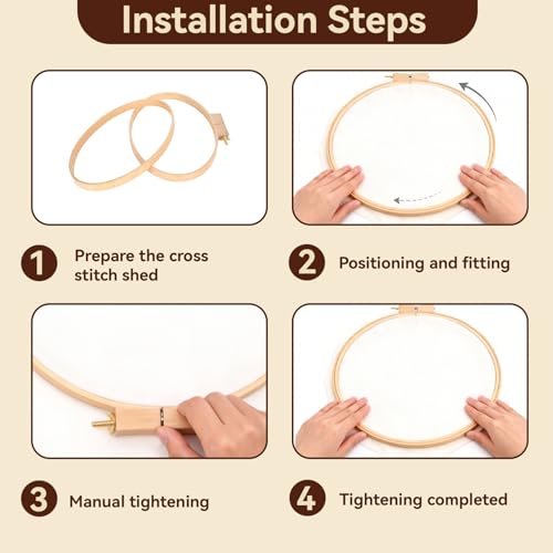 Image of Embroidery Hoop, Oval Wooden Embroidery Hoop Cross Stitch Display Frame Oval Cross Stitch Frame 11.6x7.9in for Art Craft Sewing and Wall Hanging