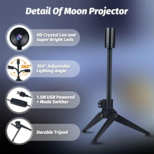 2023 Upgrade Non-Fade Moon Light, USB Moon Light Projector with 3 Colors, 360° Rotatable Brightness Moon Lamp, 10 Adjustable Moon Atmosphere Projector, Night Light Kids Gift for Moon Lover Wall Decor 5 41WpdglgJkL. AC