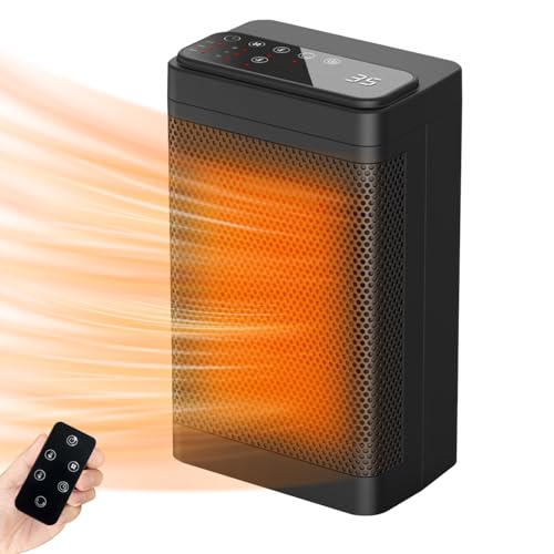 Calentador Eléctrico para Hogar, Calentador Espacial de 1500W, Eléctrico portátil con control remoto, Calefactor Bajo Consumo Cerámico, Oscilación de...