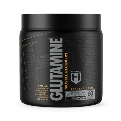HOSSTILE Glutamine, Fermented L Glutamine Powder for Men & Women, Enhance Muscle Recovery, Support Protein Synthesis, Post Workout Recovery Drink, Unflavored, 60 Servings