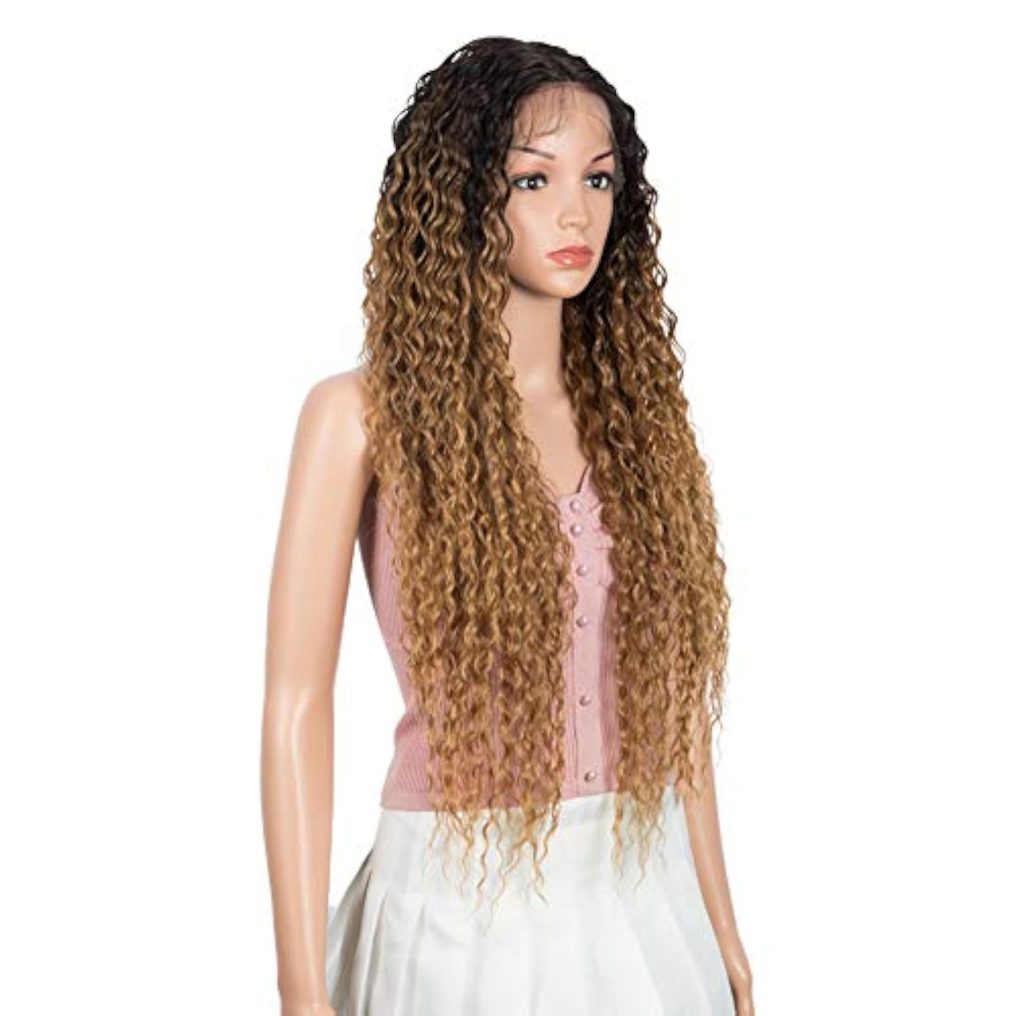 Long Curly Lace Front Wig, Ombre Honey Color