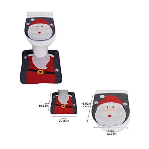 3 Stück Set Bad Weihnachten WC Sitzbezug Weihnachtsdekoration Toilettensitzbezug Teppich Tissue Box Cover ➤ Karlken – Bild 7