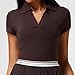 Xnihocha Women's Golf Athletic Short Sleeve New Top - Quick Dry Deep V Collar Naked Feel Soft Comfort Outdoor Running Fitness Tennis Wear Coffee XX-Large