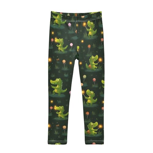 Crocodile Lollipop Girls Leggings Soft Stretch Workout Yoga Dance Pants for Kids Casual Tights