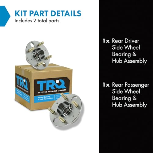 Image of TRQ Rear Wheel Bearing and Hub Assembly Set 2 Piece Compatible with 92-93 Honda Civic SI 94-95 Civic SI Without ABS 99-00 93-97 del Sol 94 del Sol VTEC 94-98 Acura Integra RS