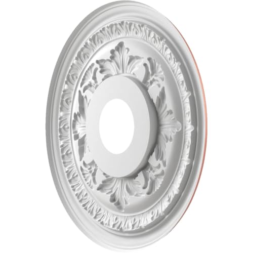 Image of Ekena Millwork CMP16BAFCP Baltimore Thermoformed PVC Ceiling Medallion (Fits Canopies up to 6 1 /2 inch), 16 inchOD x 3 1 /2 inchID x 1 inchP, Universal Pearl Metallic Champagne Pink