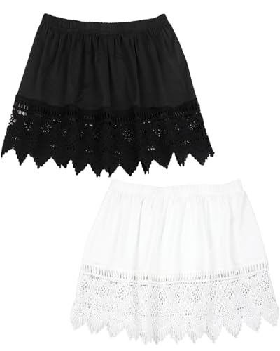 MYDUOLIA Lace Layering Shirt Extender for Womens Hollow Lace Slip Black White 2XL/3XL
