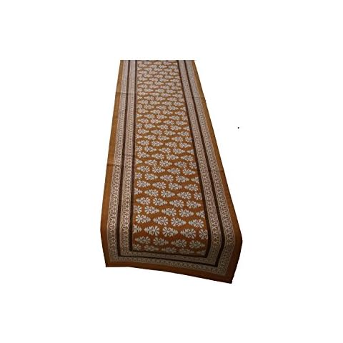 Royal Handicrafts Traditional Hand Printed Ethnic Jaipuri Table Runner - Orange Cover