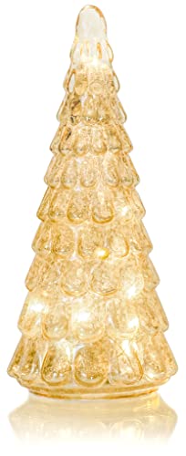 Red Co. 9.75” Light-Up Mercury Glass Christmas Tree Tabletop Display