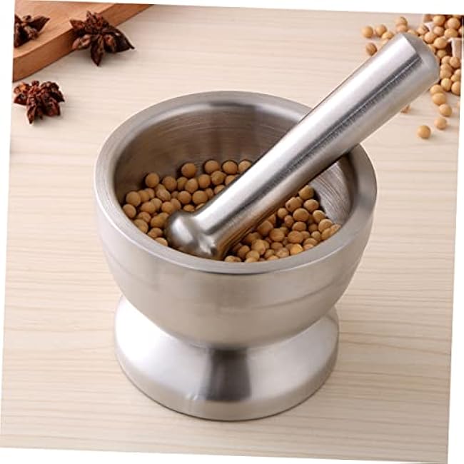 MAGICLULU Stainless Steel Garlic Pugging Pot Mortar and Pestle Set Small Kitchen Tool for Spice Grinding Easy to Clean and Ergonomic Design for Home Cooks and Chefs