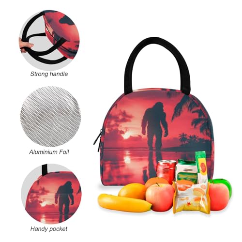 Backpack Lunch Box Set Large Capacity Travel Backpacks and Insulated Lunch Bag for Commute Hiking Picnic Sunset Beach Sasquatch Print4