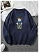 SHENHE Men's Oversized Crew Neck Cute Bear Sweater Vintage Unisex Preppy Graphic Sweater Jumper Deep Blue Small