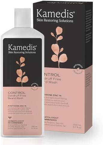 KAMEDIS Beard Wash Shampoo For Men - Dandruff & Flake-Free Ultimate Shampoo. Relieves Beard & Scalp Itch, Irritation & Seborrheic Dermatitis. Contains Pyrithione Zinc & Salicylic Acid. 6.7 Fl Oz