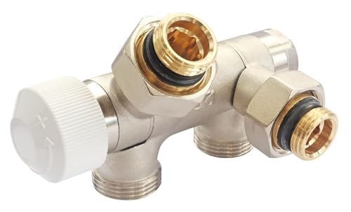 SOMATHERM FOR YOU, 601521503, Distribuidor termostático orientable macho 1/2 (15x21) para instalaciones mono/bitubo, para montaje por simple atornillado, Tapón reemplazable por una cabeza termostática