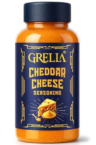 GRELLA Cheddar Cheese Powder for Popcorn 125g | Pop corn Masala & Mac and Cheese Seasoning | Pizza Seasoning, Pasta Seasoning, Nachos, French Fries, Makhana, Paratha | Cheddar Sprinkle For Popcorn Kernels | Snack Masala Powder