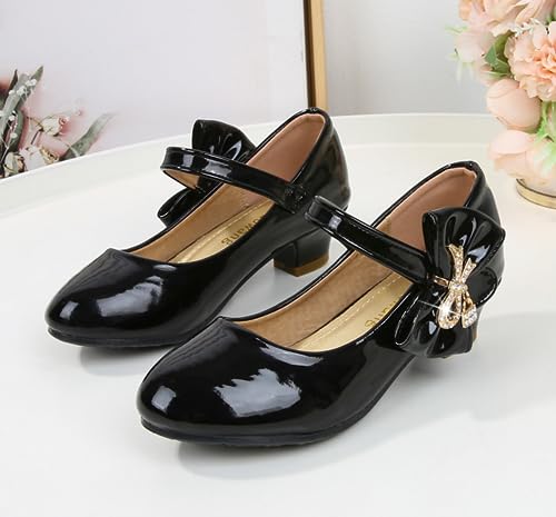 Girls Low Heel Princess Mary Jane Pumps Flower Wedding Party Glitter Dress Shoes2