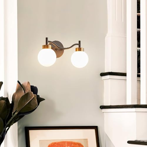 Image of SINOMAN Wall Light for Living Room Modern /Wall Lamps for Bedroom /for Living Room /Wall Lights for Home Decoration /Bedside Wall lamp (Doom Glass Double, with Bulb)