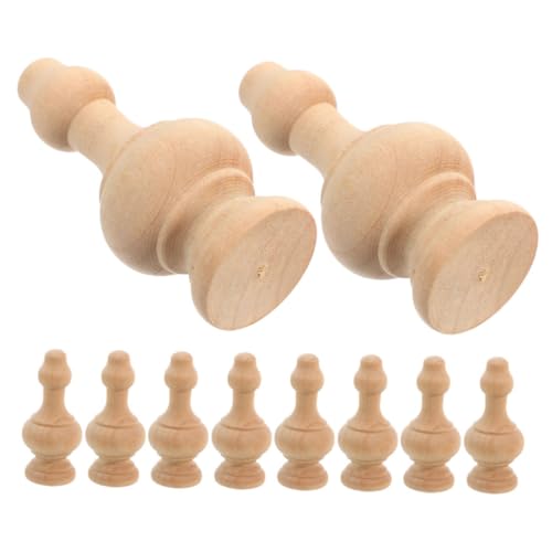 Veemoon 10pcs Unfinished Solid Wood Decorative Columns Baluster Spindles Wooden Staircase Spindles Decorative Wood Balusters Craft Supplies