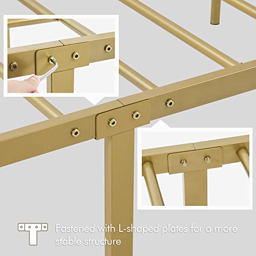 Yaheetech YT-00120413 Full Size Metal Bed Frames With Vintage Headboard And Footboard, Farmhouse Metal Platform Bed, Heavy Duty Steel Slat Support, Ample Under-Bed Storage, No Box Spring Needed, Antique Gold thumb #6