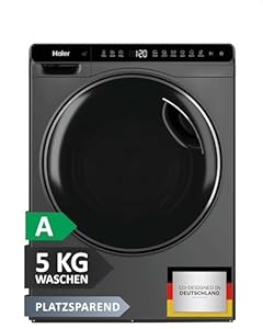 Haier Mini-Waschmaschine 5kg I Ultra-kompakt I 51cm Breite, 70cm Höhe I Mit A-Effizienz, 1.200 U/Min. & Inverter-Motor I Automatik- und Expressprogramm, Mengenautomatik I HW50-BP12307GU1