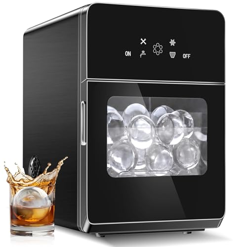 SOZT® 2" Ice Ball Maker Countertop, 4Pcs Ready in 40Mins, 144Pcs/Day, Sphere Ice Maker Machine with Self-Cleaning, Auto & Manual Fill, Round Ice Cube Maker for Home Bar Whiskey Bourbon