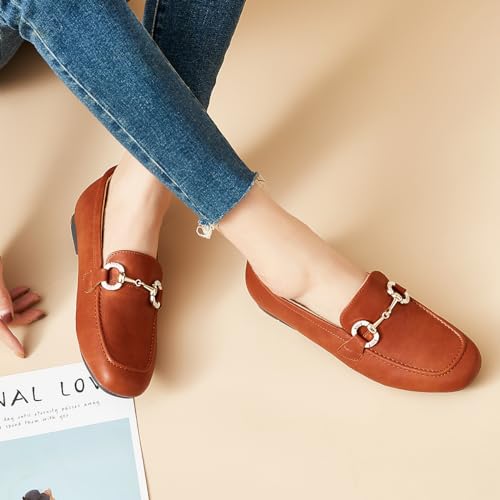 Image of DeYashopin Womens Loafers Shoes Fashion Low Heel Slip on Shoes Comfortable Driving Flats