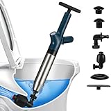 FURNSII Abflussreiniger Pumpe für Toilette, Druckluft Rohrreiniger Pressluft WC Verstopft Pumpe mit Luftdruckanzeige und 4 Düsen, Verstopfung Toilettenpumpe für Abfluss, Spüle
