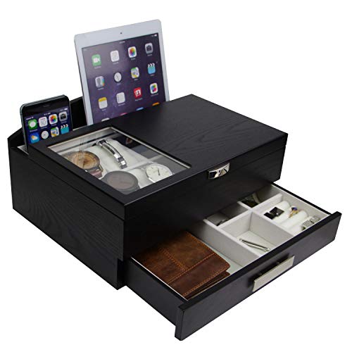 Decorebay Executive Men Wood Valet Storage Box Organizer (Black) #TOP5