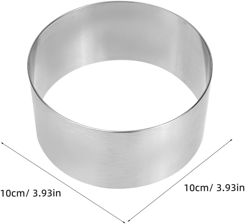 SECFOU 4Pcs Stainless Steel Cake Decorating Rings Set Mousse Baking Tools for Pastries Cookies for DIY Cooking Easy to Clean for Home Bakers