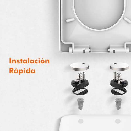 Miniatura 9 de Ibergrif, M41001 Tapa Wc, Asiento De Inodoro De Cierre Suave En Forma De D Con Liberación Rápida Para Una Fácil Limpieza, Blanco