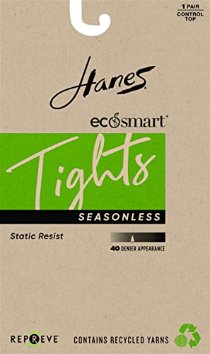 Hanes Women's Ecosmart Seasonless Control Top Tights, Black, Large #TOP1